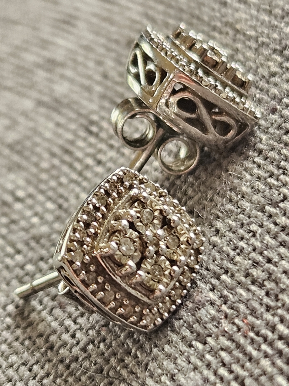 Sterling Silver Cubic Zirconia Cluster Stud Earrings - Silver